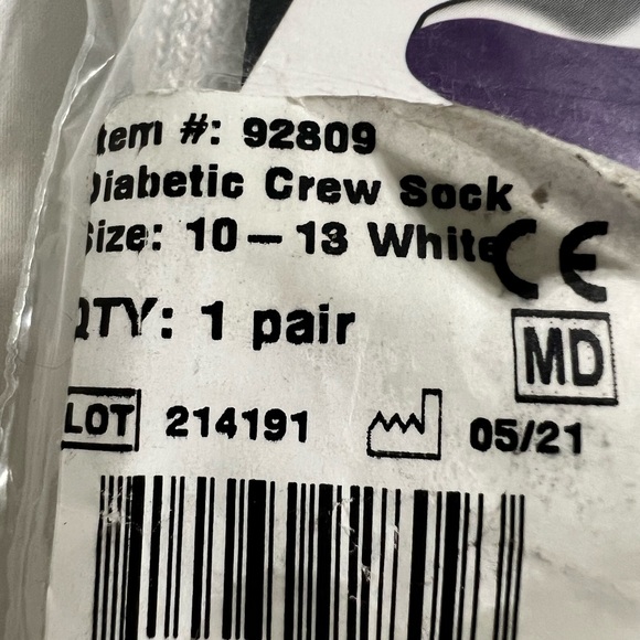 NWT SILIPOS DIABETIC GEL CREW SOCKS Size 10-13~GEL SOLE COMFORT CUSHION~ WHITE - Picture 3 of 14